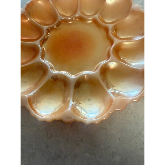 Vintage Anchor Hocking Fire King Peach Lusterware Deviled Egg Platter - Picture 3 of 6